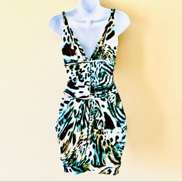 BLOCKOUT⚡️Animal Prints V-Cut Neck Mini Dress_M - Picture 2 of 8